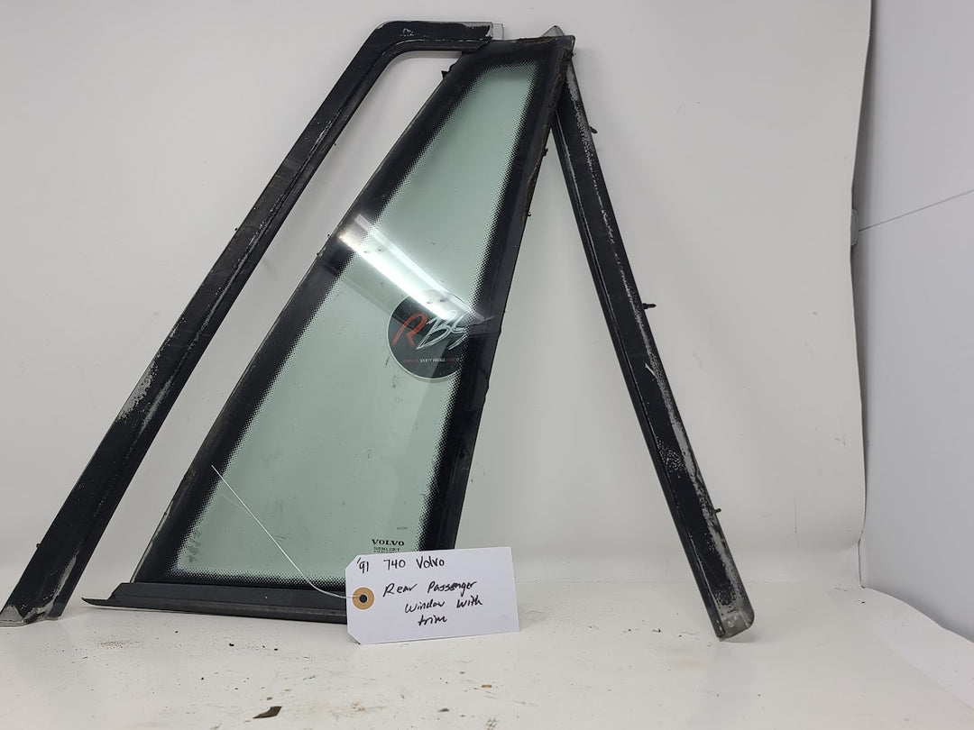 Volvo 1991 740 Rear Passenger Window With Trim