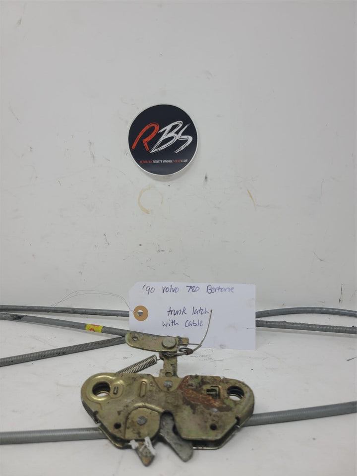 Volvo 780 Bertone Trunk Latch with Release Cable 1990 OEM Boot Lock Mechanism