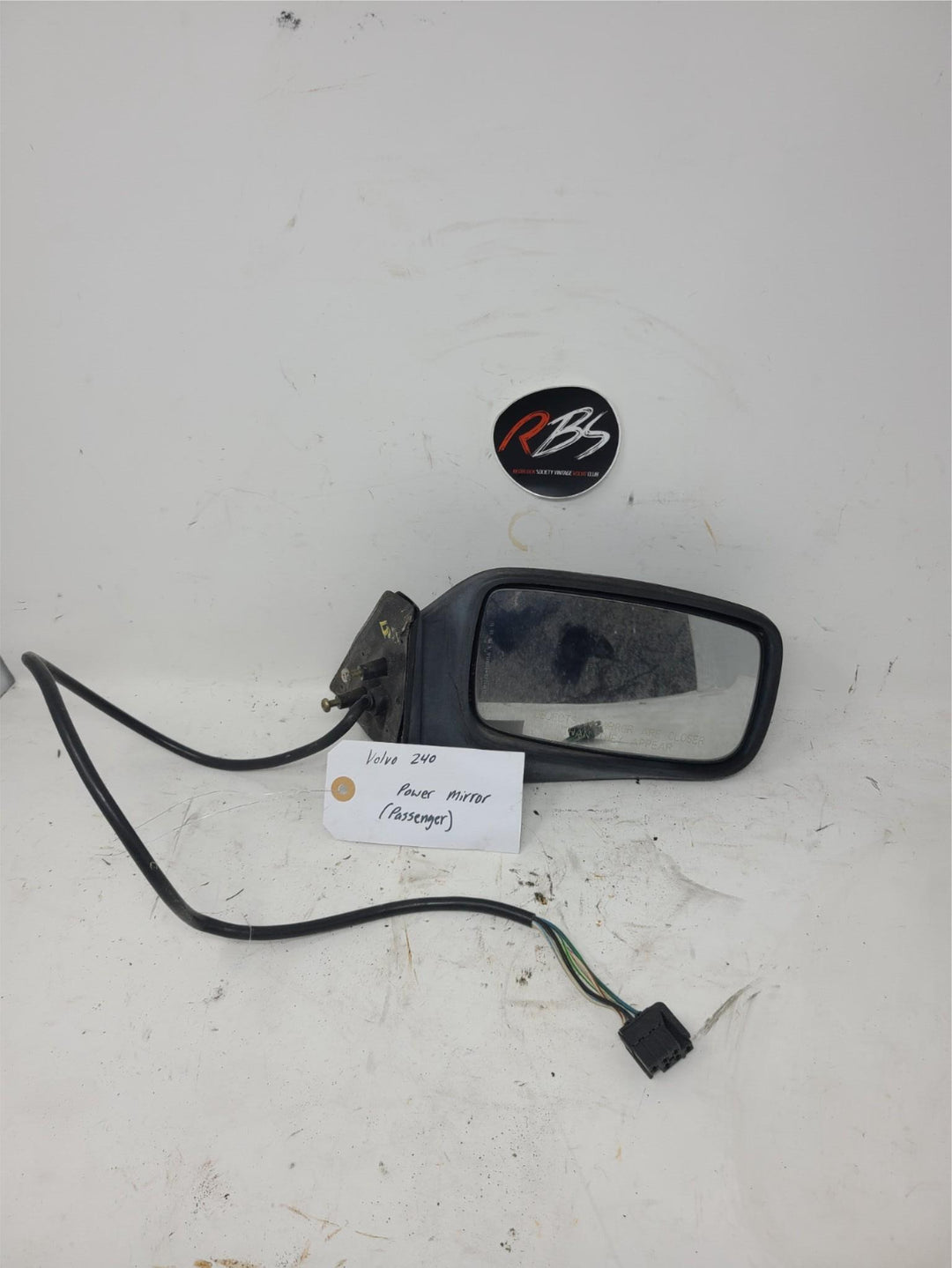 Volvo 240 Passenger Side Power Mirror OEM Electric 1985–1993 Black Housing