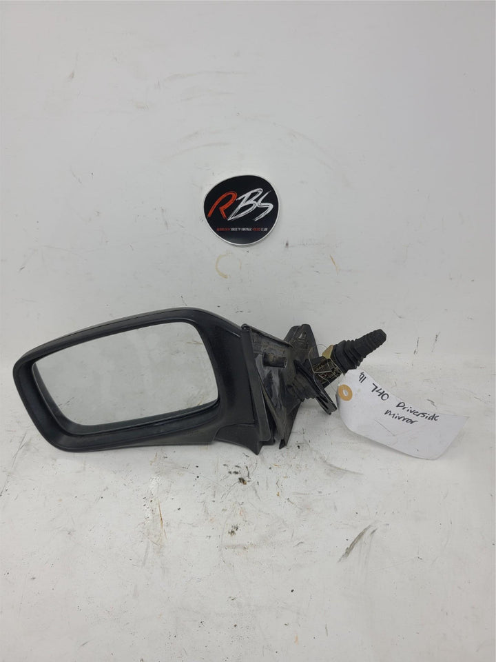 Volvo 740 Driver Side Manual Mirror OEM 1991 Black Left Door Mount