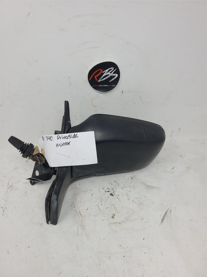 Volvo 740 Driver Side Manual Mirror OEM 1991 Black Left Door Mount