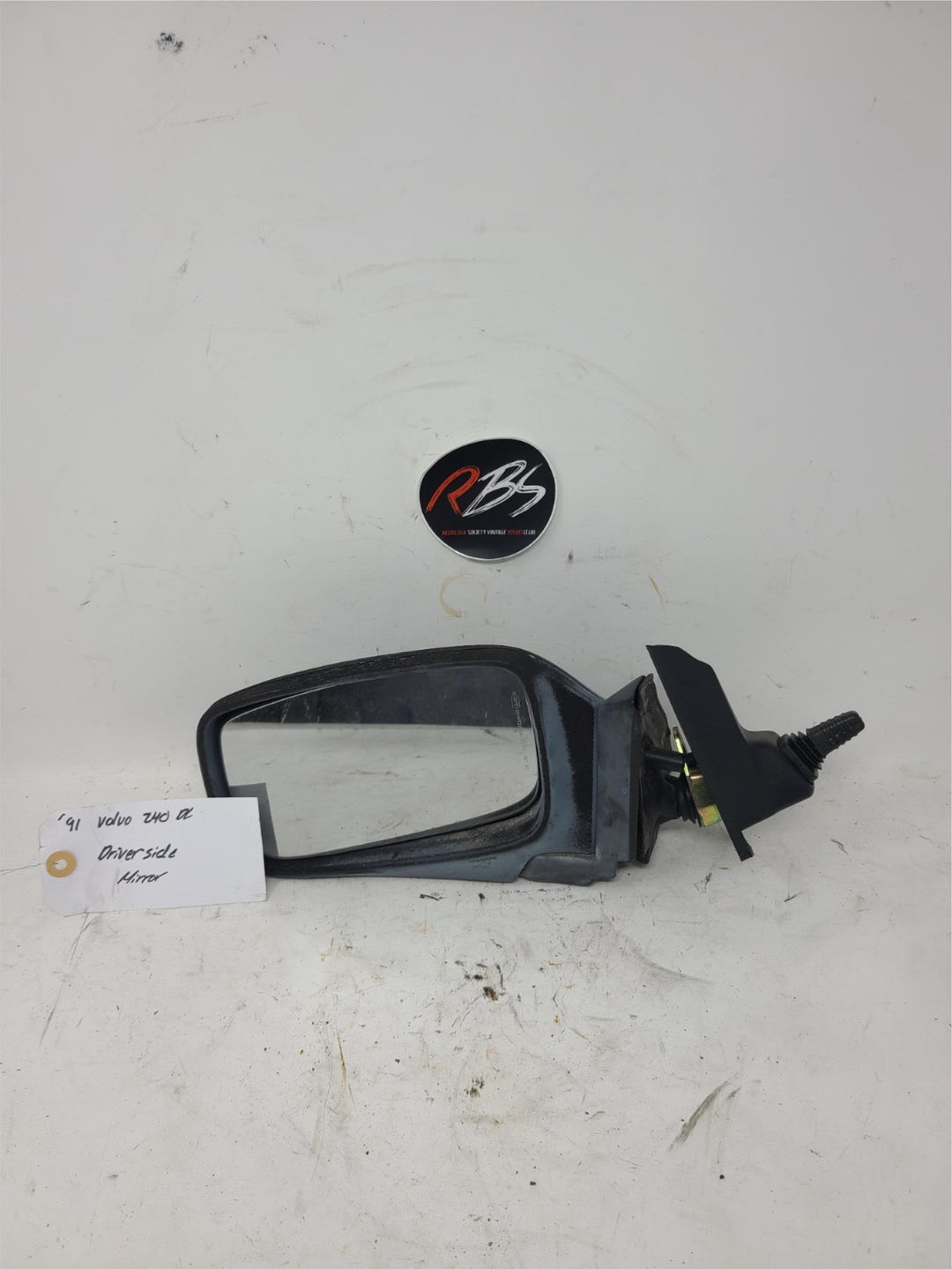 Volvo 240 DL Driver Side Mirror OEM Manual Adjust Black Door Mirror 1986-1993