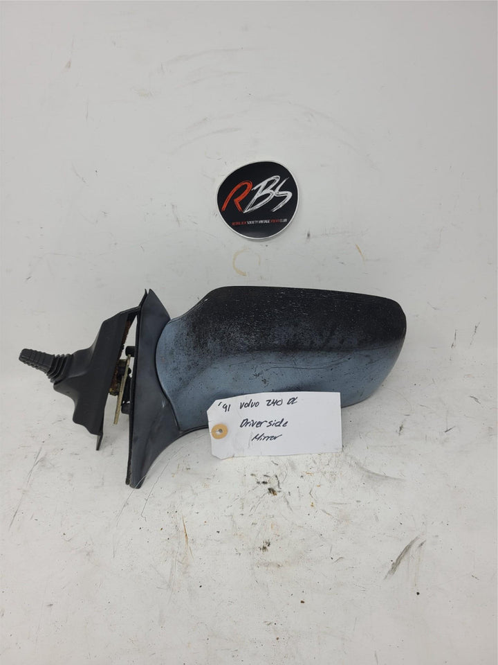 Volvo 240 DL Driver Side Mirror OEM Manual Adjust Black Door Mirror 1986-1993
