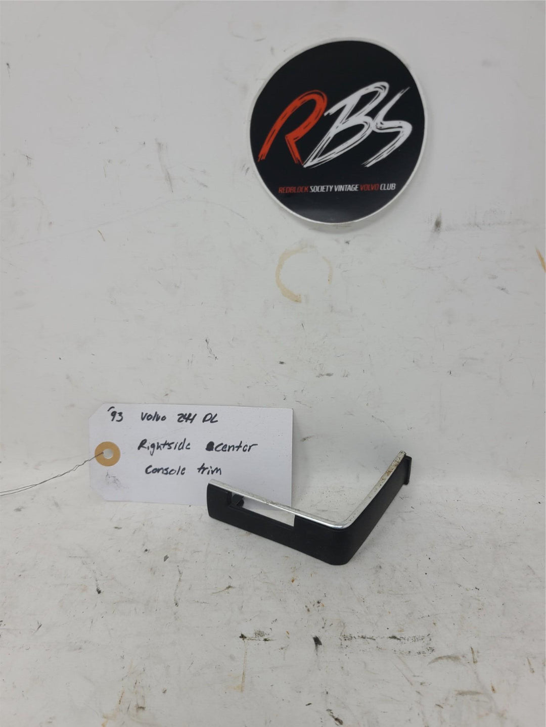 Volvo 240 DL Center Console Trim Right Side Black Chrome OEM 1993 Interior