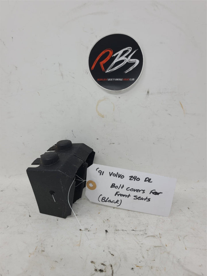 Volvo 240 DL Front Seat Bolt Covers Black Pair OEM 1991 Interior Trim Clips