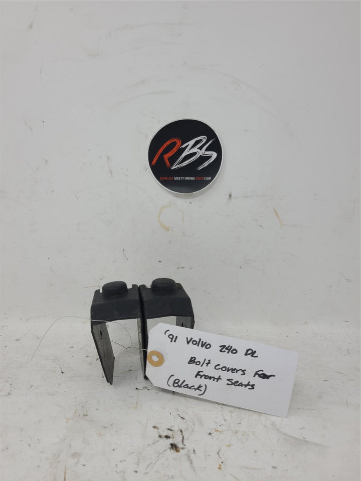 Volvo 240 DL Front Seat Bolt Covers Black Pair OEM 1991 Interior Trim Clips