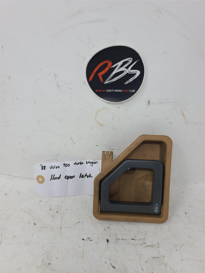Volvo 760 Turbo Wagon Hood Release Handle Tan Interior OEM 1988 Pull Latch