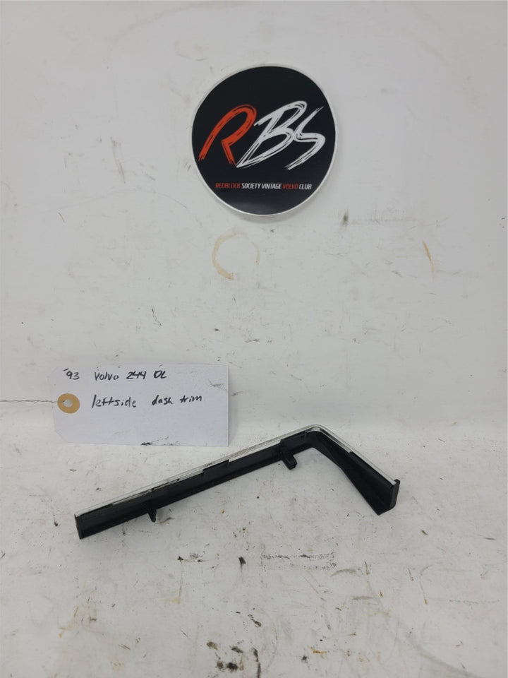 Volvo 240 DL Left Side Dash Trim Chrome Black OEM 1993 244 Interior Panel