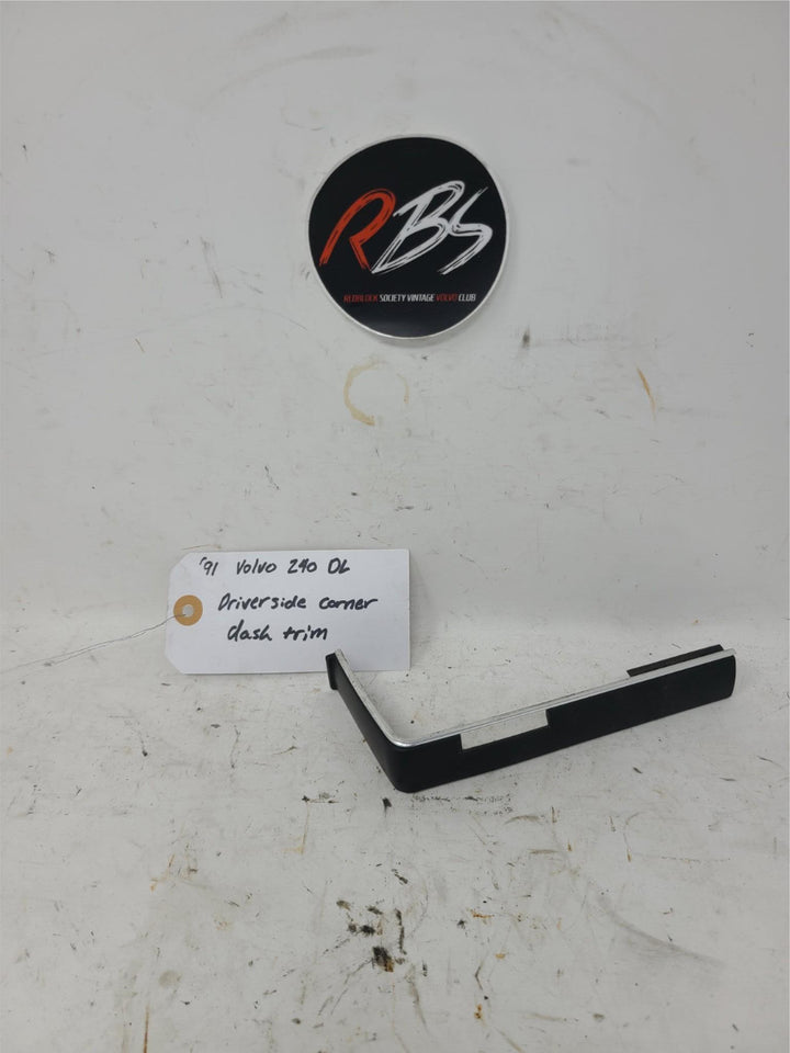 Volvo 240 DL Driver Side Corner Dash Trim Black Chrome OEM 1991 244 Interior
