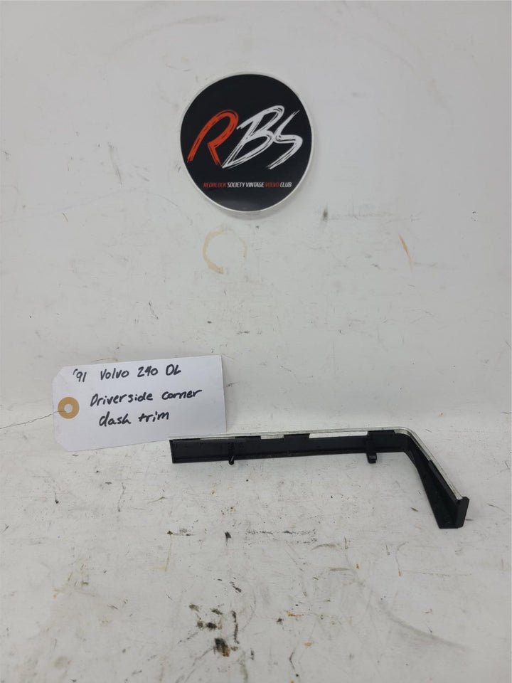 Volvo 240 DL Driver Side Corner Dash Trim Black Chrome OEM 1991 244 Interior