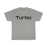 "Turbo" Black Font Gray Cotton T-Shirt