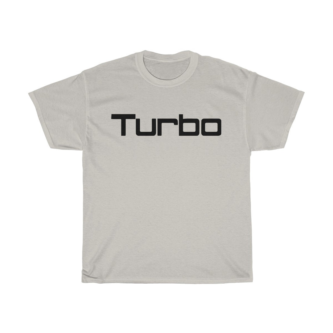 "Turbo" Black Font Gray Cotton T-Shirt